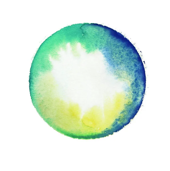 Blue Azure Emerald Green Yellow Watercolor Circle Colorful Hand Made — Stock Photo, Image