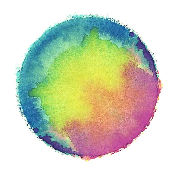 Colorful Watercolor Sphere Abstract Painting Blue Green Yellow Magenta Paint — Stock Photo, Image