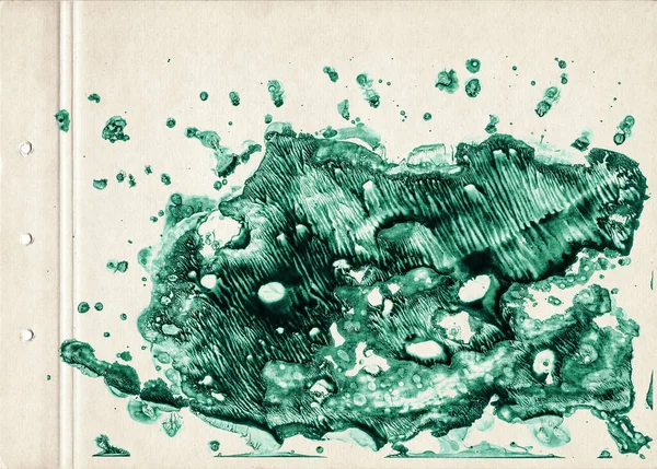 Emerald Groene Aquarelvlek Abstracte Aquarelverf Oud Papier Smudged Textuur Achtergrond — Stockfoto