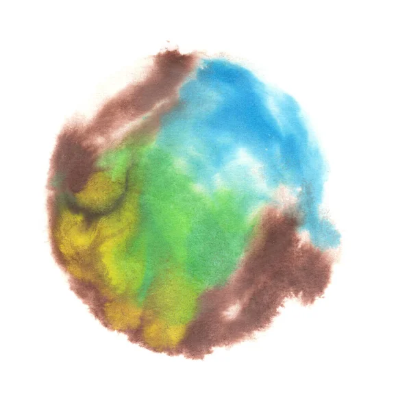 Синий Зеленый Коричневый Акварельные Круги Круговой Текстуры Расцветают Изолированно Белом — стоковое фото