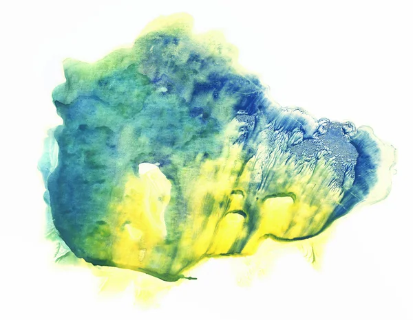 ロールシャッハ ・ インクブロット テストのカード。青と黄色の水彩ブロッチ. — ストック写真