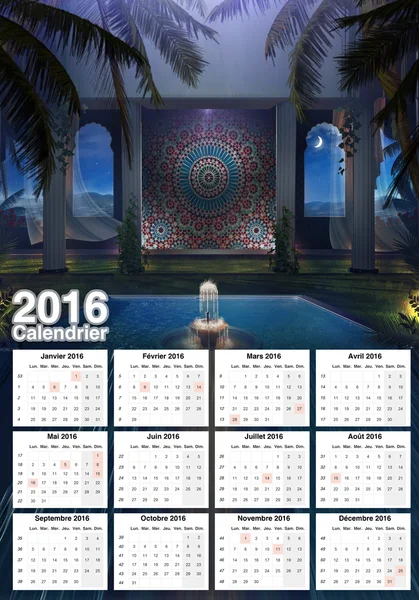 Hermoso calendario 2016 — Foto de Stock