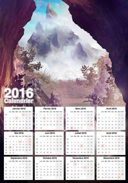 Hermoso calendario 2016 — Foto de Stock