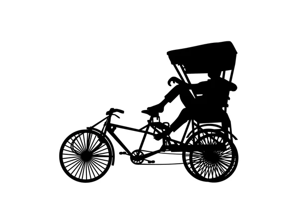 Indio rickshaw tirador descansa — Vector de stock