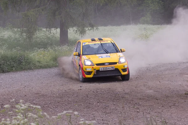 Rally race på en grusväg. Stockbild