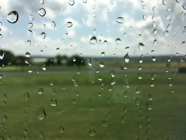 Gros Plan Fenêtre Avec Gouttes Pluie Concept Automne — Photo