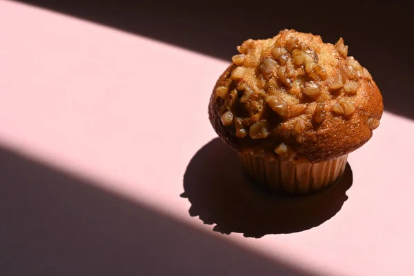 Nut Muffin Natural Light Beam Strong Shadow — Stock Photo, Image
