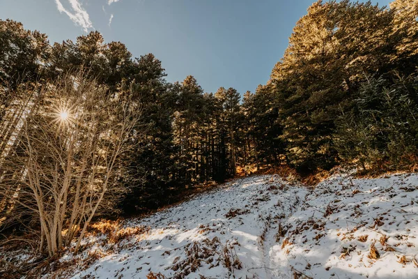 Paisagem Inverno Pôr Sol Montanhas Baba Macedônia — Fotografia de Stock