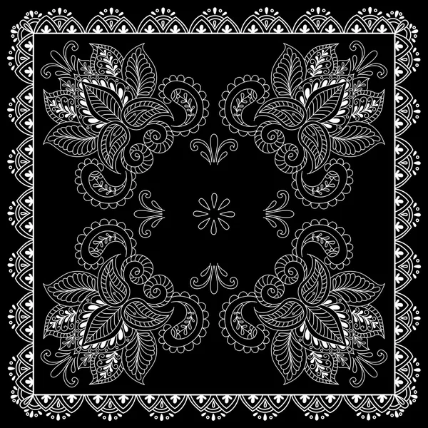 Black and white abstract bandana print with element henna style ⬇