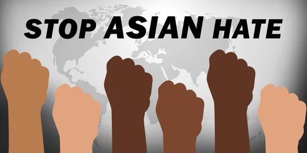 Stop Asian Hate Fundo Abstrato Com Mapa Mundo Linha Tag — Fotografia de Stock