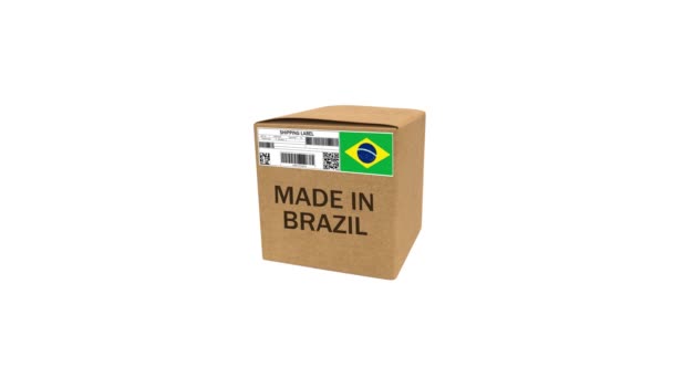 2021 Brazilië Rendered Made Brazil Box Animatie Met Groen Scherm — Stockvideo