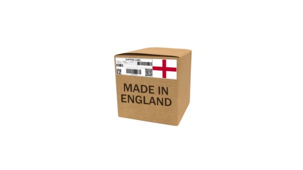 2021 Anglie Vykresleno Vyrobeno Anglii Box Animace Zelenou Obrazovkou Bílou — Stock video