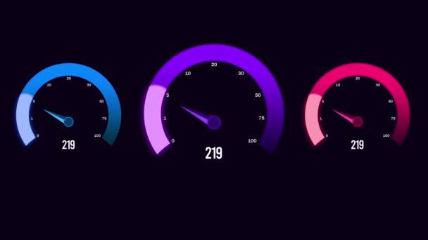 Parlayan Renkli Hız Test Metresi Şeffaf Ekran Için Yeşil Ekran — Stok video