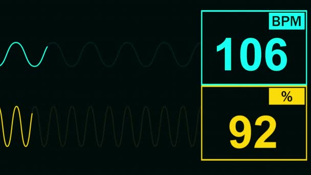 Animación Máquina Heartbeat Mostrando Bpm Porcentaje Animación Médica — Vídeo de stock