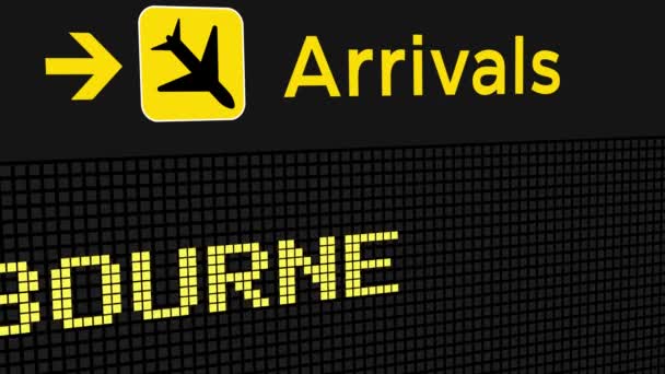 机场4K动画的墨尔本到达动画标志板 — 图库视频影像