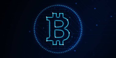 Bitcoin işaretli güzel Mavi Şifreleme arkaplanı