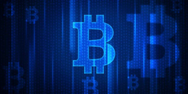 Moderno Azul Bitcoin Fundo — Fotografia de Stock