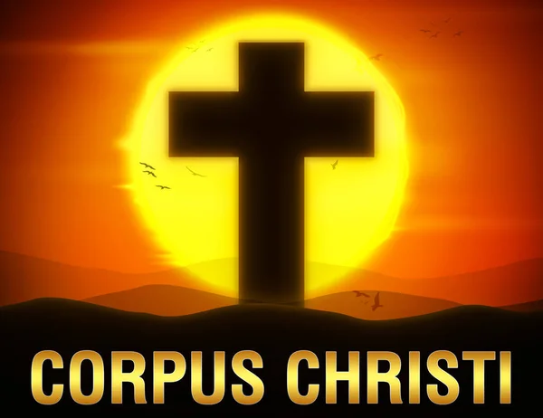 Feast Corpus Christi Event Background Religion Cross Symbol Evening Sunset — Stock Photo, Image