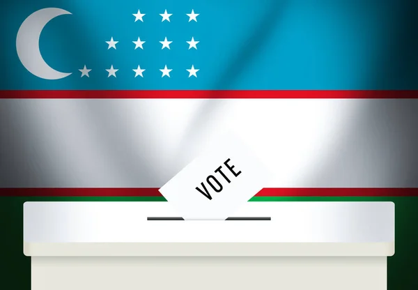 Usbekistan Allgemeine Wahlen Hintergrundkonzept Mit Wahlurne Und Stimmzettel Moderne Parlamentswahlen — Stockfoto