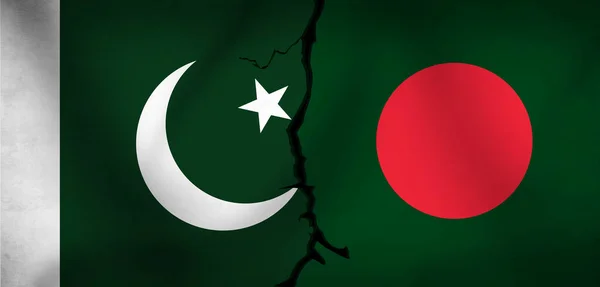 Pakistan Och Bangladesh Flagga Vifta Med Spruckna Konceptet Bakgrundskoncept För — Stockfoto