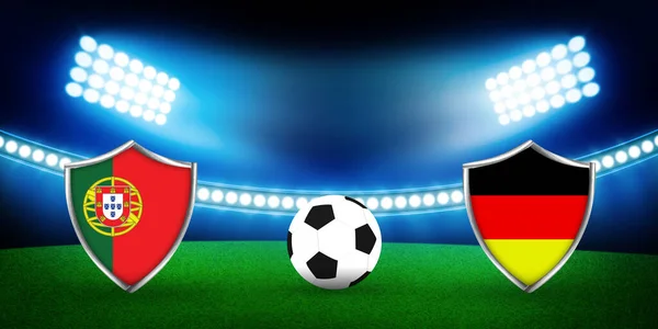 Portugalia Kontra Niemcy Mecz Piłki Nożnej Najnowsze Koncepcja Sportowa Tło — Zdjęcie stockowe