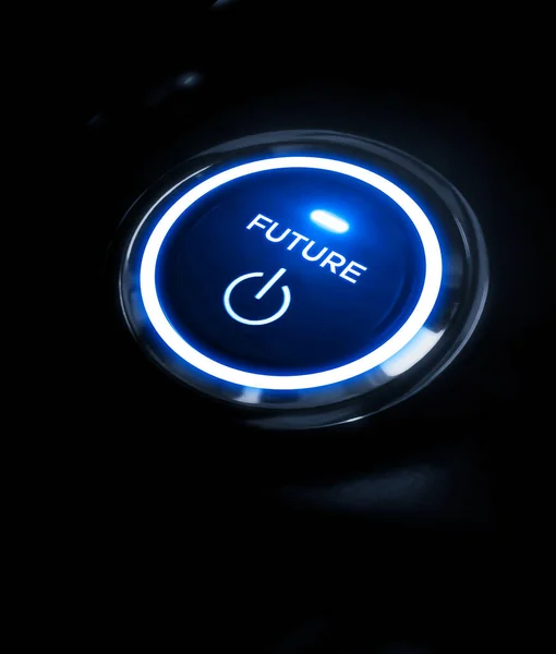 Modern Blue Glowing Future Button Abstract Concept Neon Light Style — Stock Photo, Image