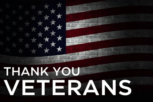 Благодарим Ветеранов Остались Стене Американскими Флагами Современный Благодарный Стиль Фона — стоковое фото