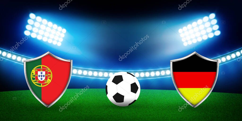 Portugal vs Alemania Fútbol Partido Último Concepto Deportivo Fondo con
