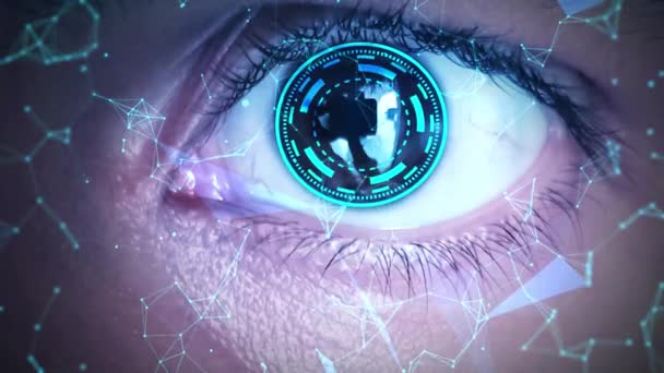 Neuralink Technologie Konzept Abstrakte Augenanimation Hintergrund Mit Punkten Verbindung Mit — Stockvideo