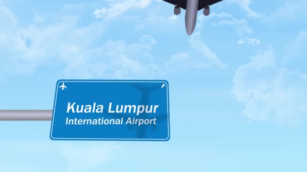 Letadlo Projíždějící Nad Kuala Lumpur Airport Animation Footage Airport Koncept — Stock video