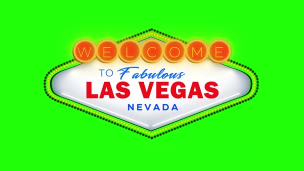 Las Vegas Welcome Signboard Animation Green Screen Untuk Keying — Stok Video