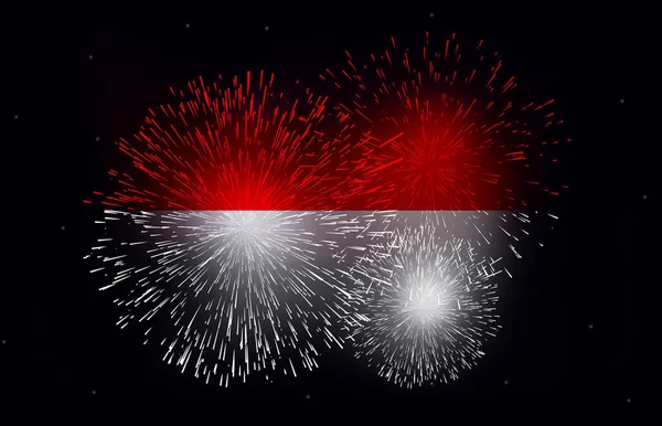 Indonesia Independence Day Wallpaper with Fireworks in the sky in night time. Modern Independence day backdrop