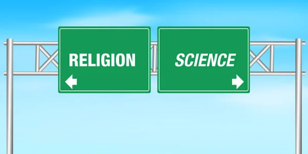 Religion Science Concept Background Rendered Traffic Signboard Modern Social Problem — Fotografia de Stock