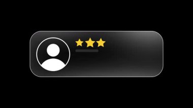 Anahtar için yeşil ekran ve siyah ile üç yıldız derecelendirme ve geri bildirim kavramı, 4k animasyon