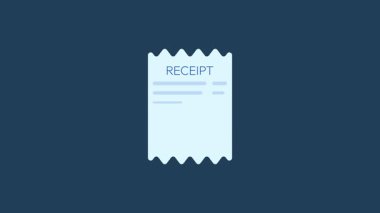 E- ticaret satış makbuzu. Eleştiriler, kredi kartı ve koyu mavi arka planda 4k animasyon.