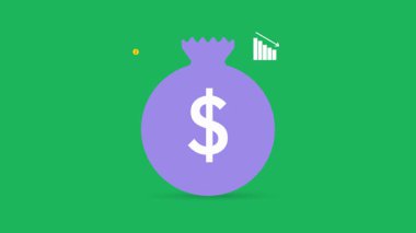 Yeşil ekranda kredi kartı ve diğer yüzen şekiller ile borç animasyonu 4k animasyonu