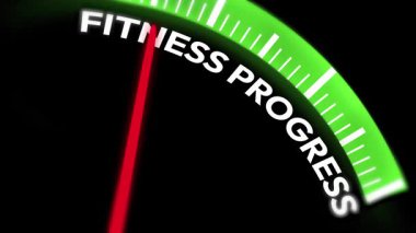 Yeşil parlayan metre 4K animasyonunu gösteriyor. Kırmızı iğne sağ tarafta tam güçte dönüyor..