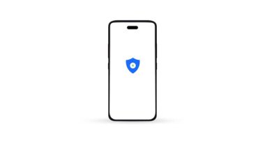 Akıllı telefon ekranı 4k animasyonunda beyaz arkaplan ve yüzen şekiller içeren güvenli ve doğrulanmış profil kavramı