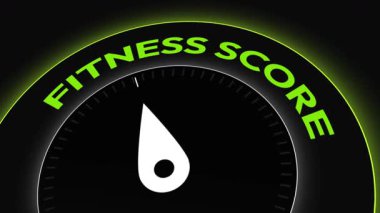 Beyaz iğneli hız göstergesi 4K animasyonlu, yakın çekim. Spor salonu, diyet, maksimum fitness