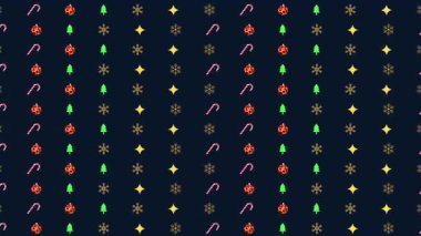 Ekranda kayan Noel Süslemeleri mavi arkaplan ile 4k animasyonu kapat