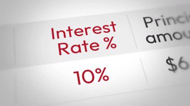 Kırmızı renk 4k animasyonuyla gösterilen faiz oranı artar. Zaman, para, yatırım, geri dönüş