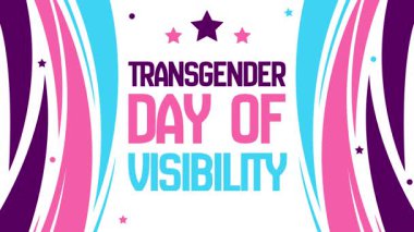 31 Mart 'ta transseksüel görünürlük gününü renkli bir tasarım ve farkındalık mesajı ile kutlayan 4k animasyon.