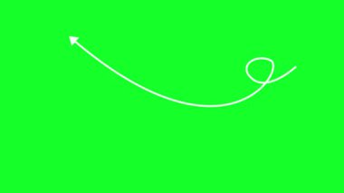 Yeşil arkaplan üzerindeki beyaz ok eğrisi, sunumlar, pazarlama ve eğitim videoları için basit hareket grafiklerinin 4k animasyonu.
