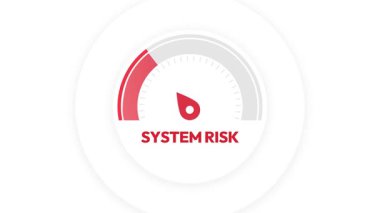 Finansal analiz veri güvenliği ve risk yönetimi stratejilerini geliştiren iş teknolojisi için kırmızı risk göstergesinin 4k animasyonu.