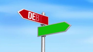 Borç ve zenginlik tabelalarını tasvir eden finansal kavşakların 4k animasyonu ekonomik iş ve yatırım sunumları için mükemmel.