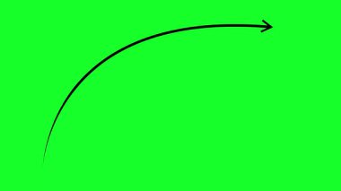 Sunumlar için yeşil arkaplan üzerinde dinamik 4k kara ok animasyonu bilgi grafikleri pazarlama iş büyümesi ve eğitim içeriği oluşturma.