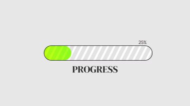 Asgari Gri Arkaplan Üzerine Canlı Yeşil İlerlemeli İlerleme Çubuğu Hedefleri.