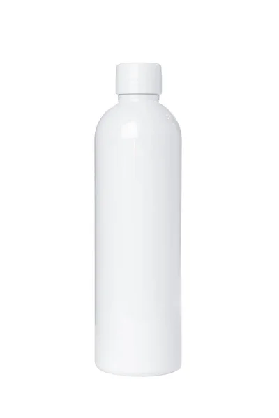 Пустые Белые Пластиковые Бутылки Косметики Белом Фоне Изолированный Макет — стоковое фото