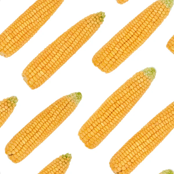 Golden Corn Seamless Pattern Cobs Sweet Corn Vegetables White Background — Stock Photo, Image