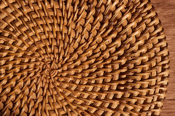 Horní Pohled Krásný Vzor Texturu Přírodního Hnědého Ratanového Nábytku Stock Obrázky